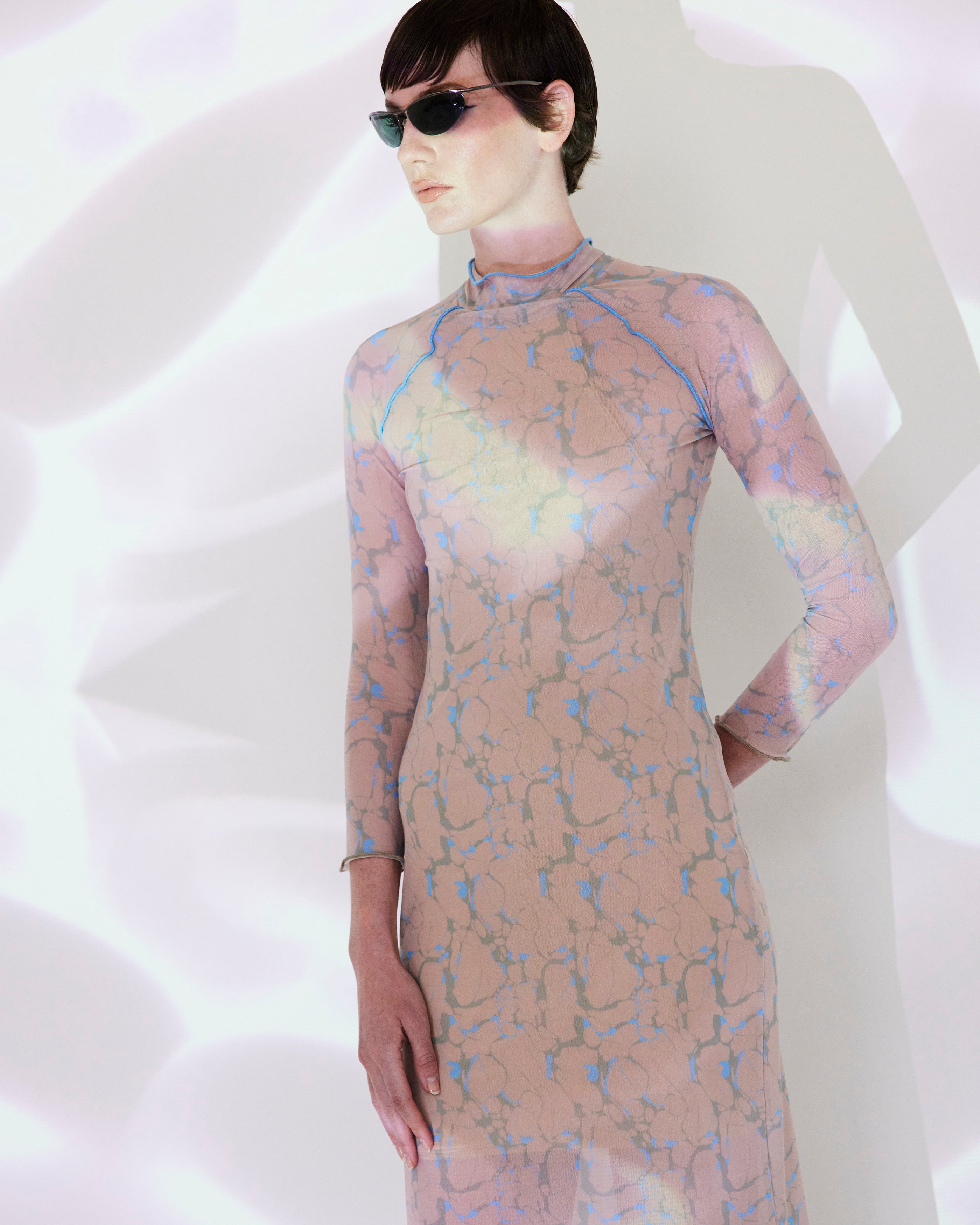 Waikato Light Blue & Light Green Print Dress