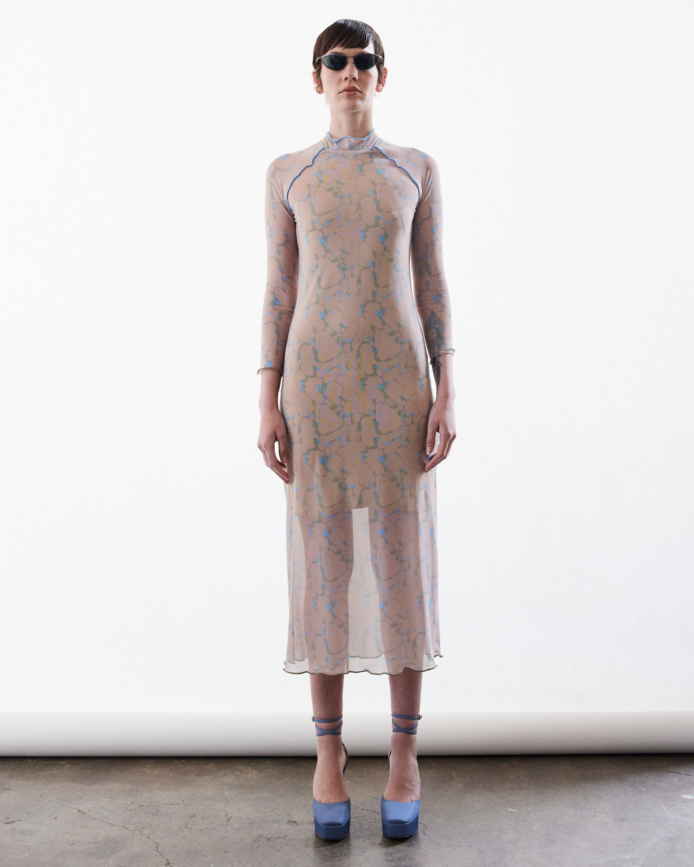 Waikato Light Blue & Light Green Print Dress