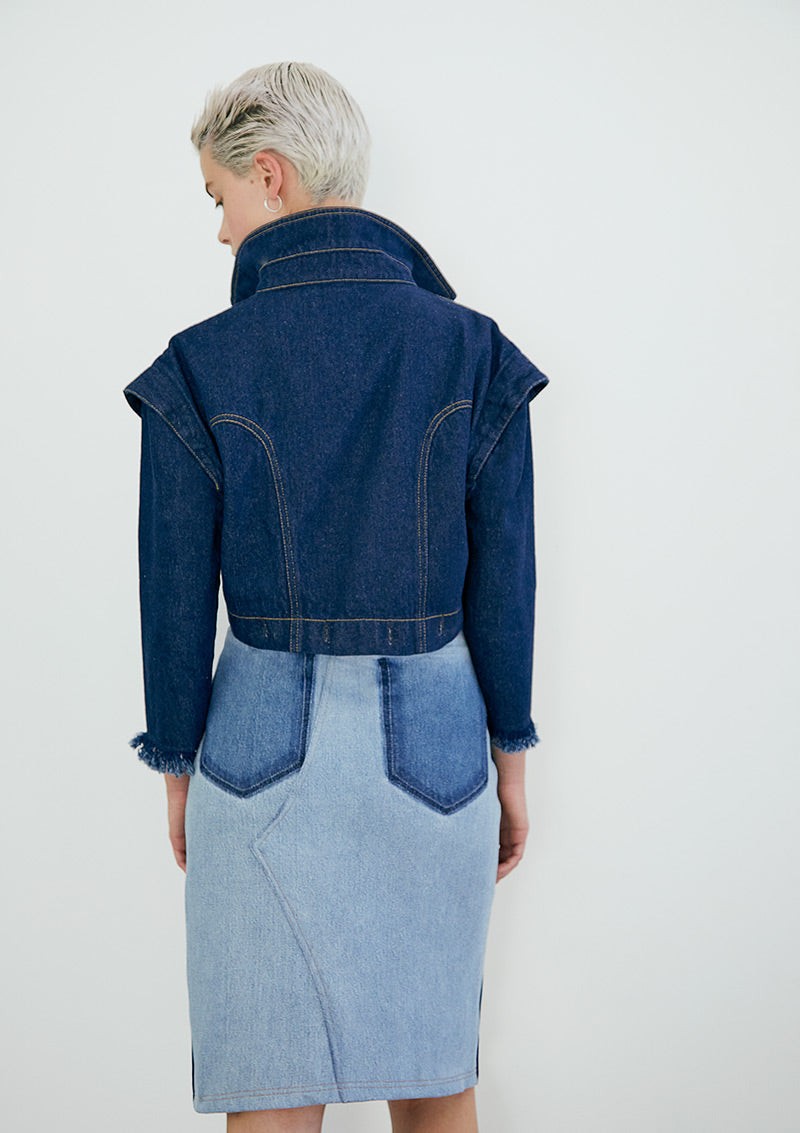 Gotti Double Denim Skirt