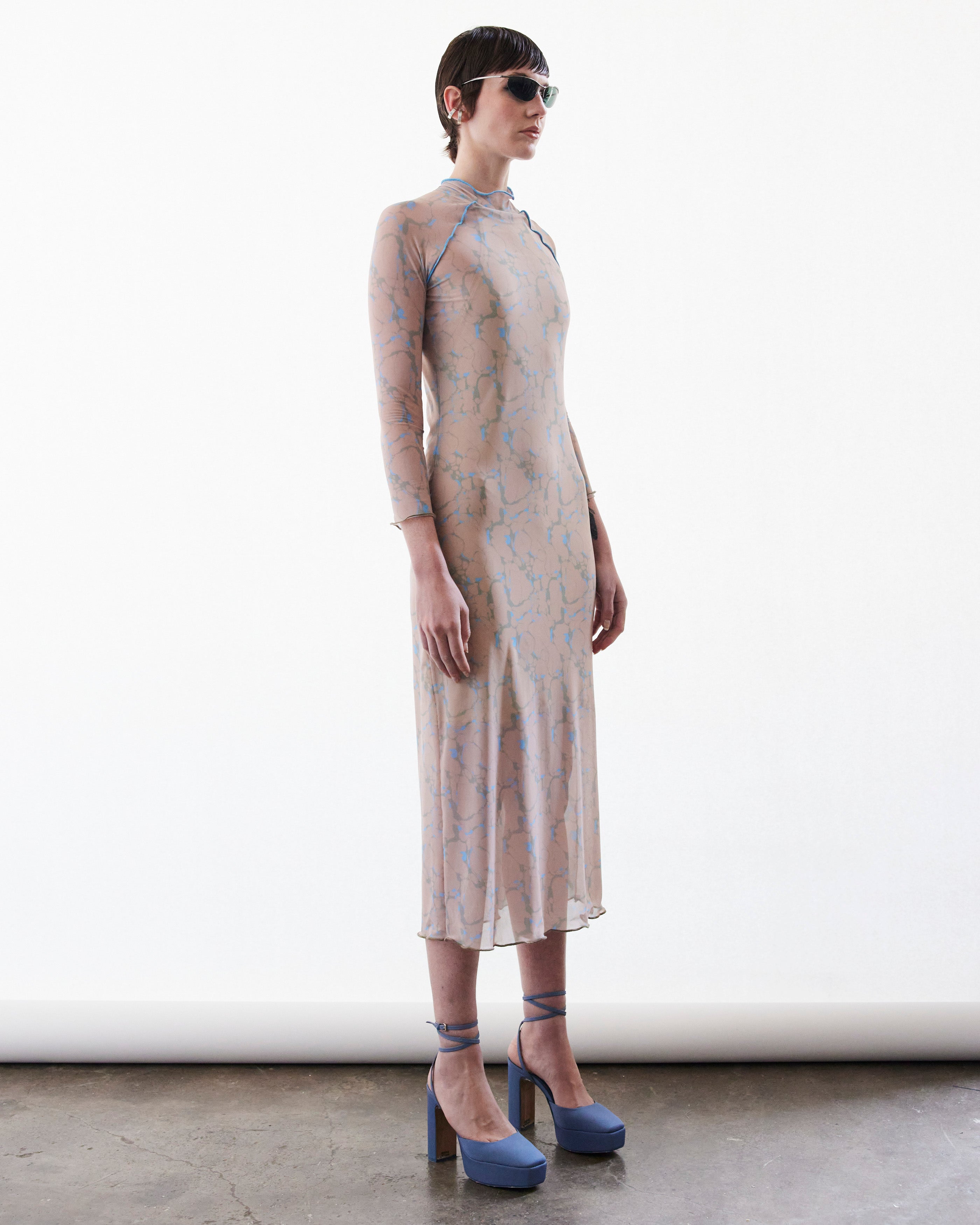 Waikato Light Blue & Light Green Print Dress