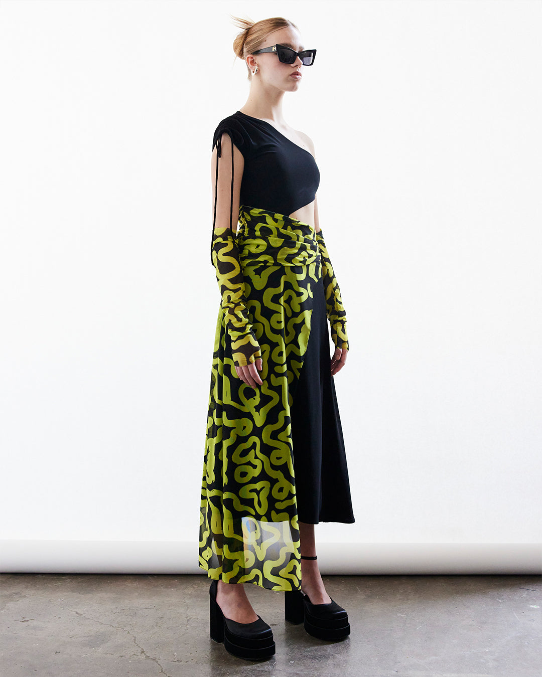 RIN Black & Yellow Print Dress