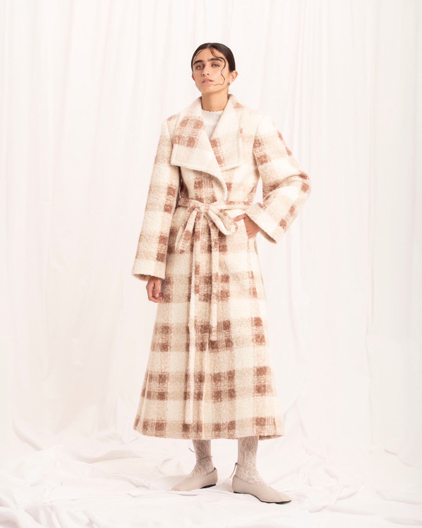 IMMEDIATE DELIVERY / Peggy Coat Cream Tartan