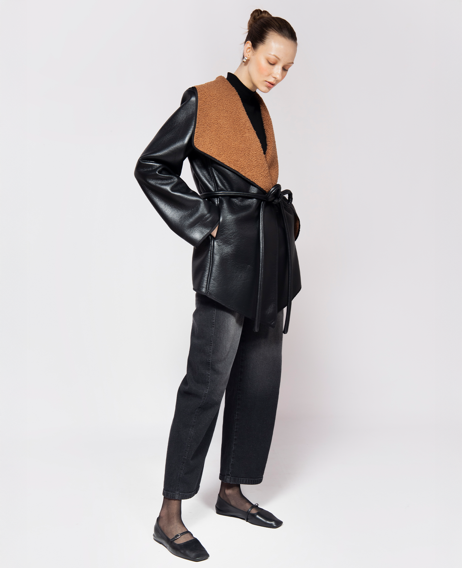 IMMEDIATE DELIVERY Malenita Black & Caramel Jacket
