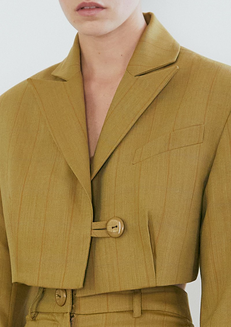 Luciano Crop - Blazer Jacket Mustard tartán