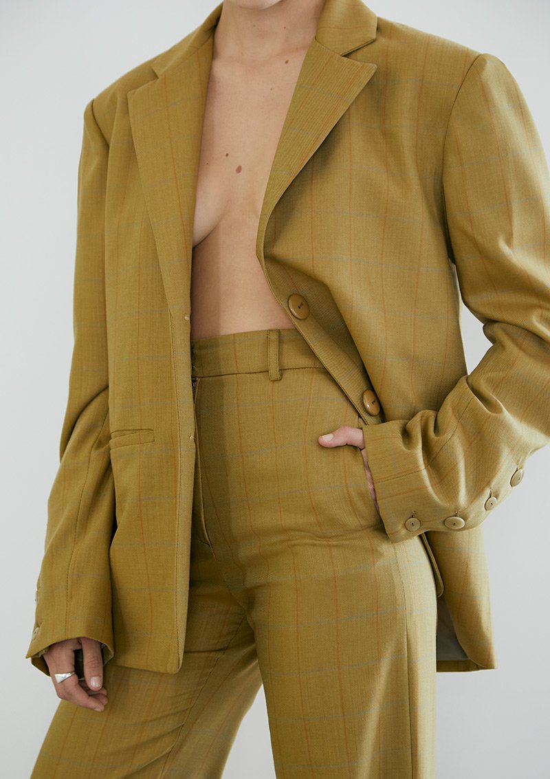 Caesar Blazer Jacket Mustard Tartán